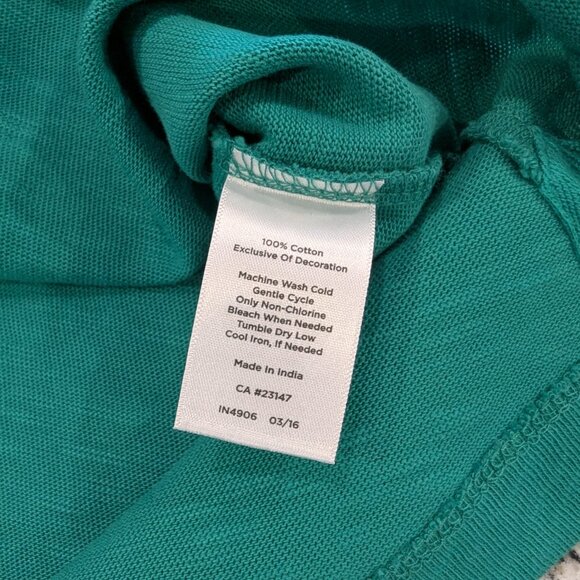TALBOTS 100% Cotton Knit Shift Dress M Green Deep Turquoise Rounded Neck - Picture 5 of 6